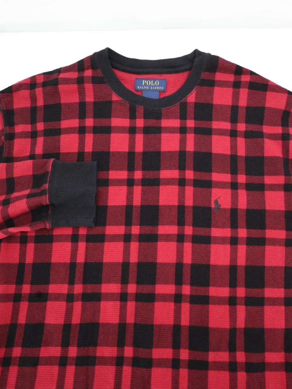 Polo Ralph Lauren Shirt Mens 2XL Termal Waffle Knit Plaid Long Sleeve pullover